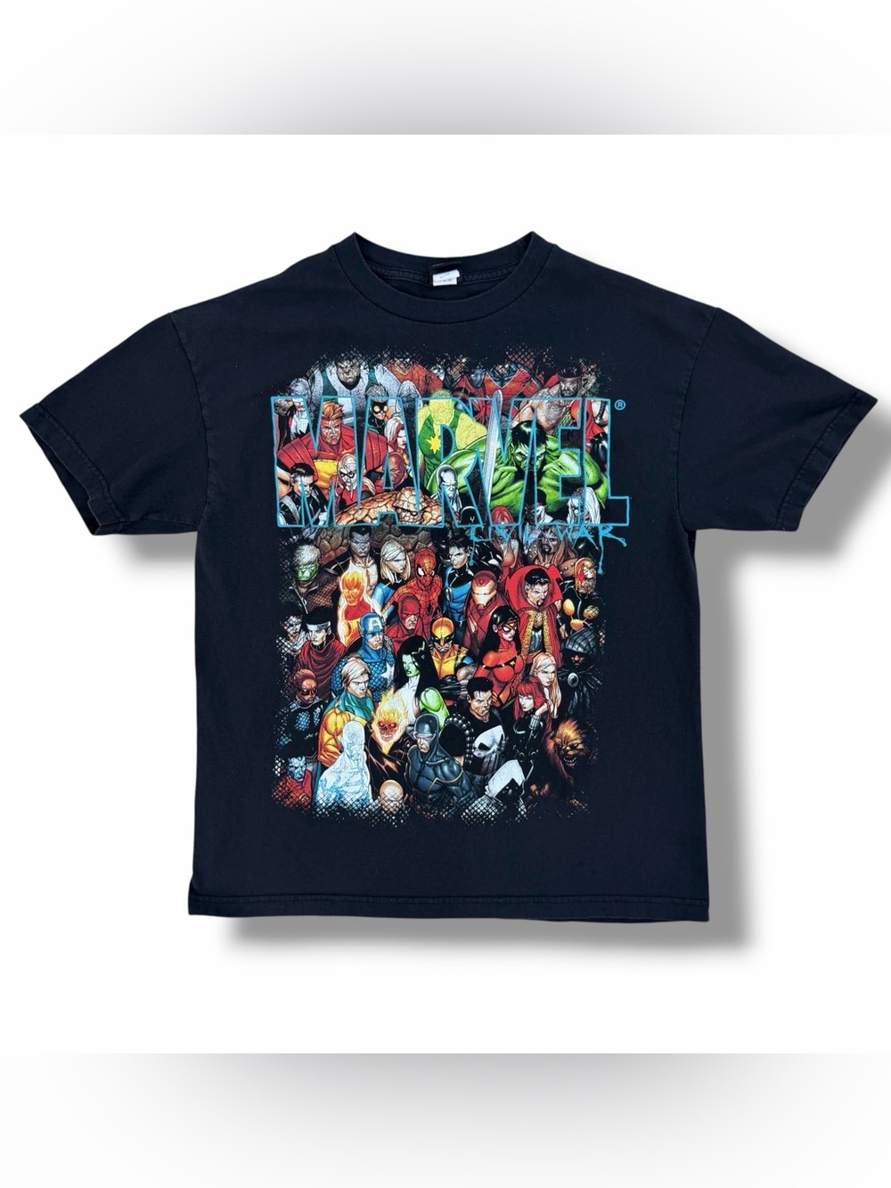 Vintage Y2K Marvel Mad Engine T-Shirt Black Size Large Avengers X-Men